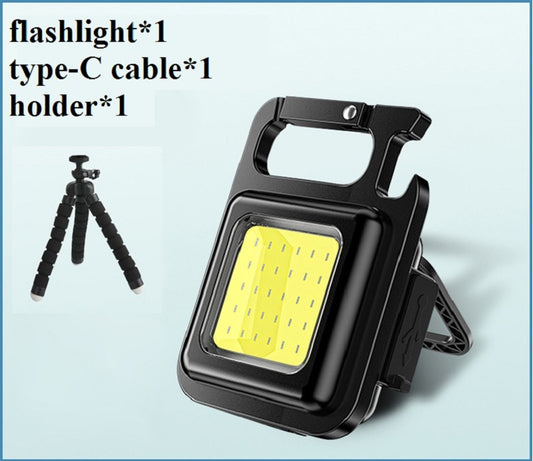 Mini Portable COB LED Keychain Flashlight USB Rechargeable