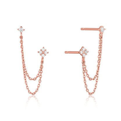 Chain Tassel Earrings with Zircon
