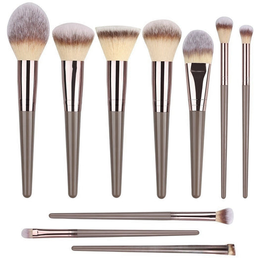Champagne-colored makeup brush set