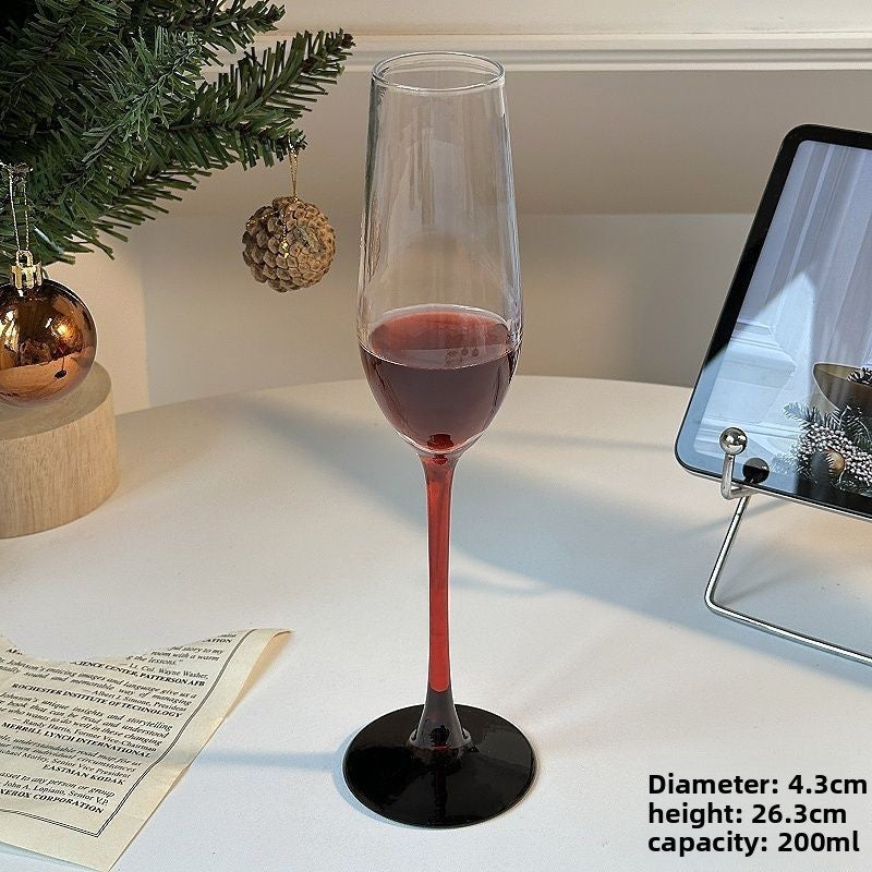 Champagne Glass with Red or Black Stem
