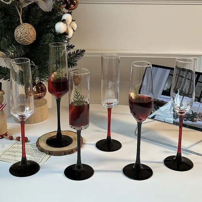 Champagne Glass with Red or Black Stem