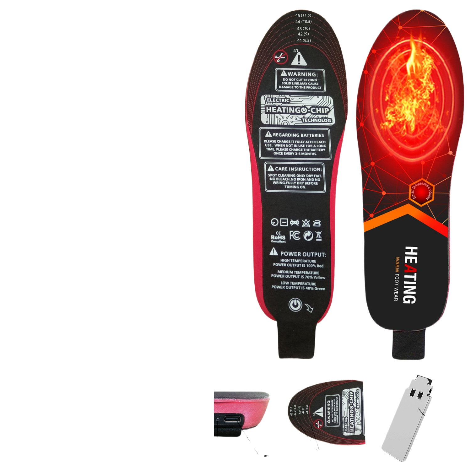 Charging heating foot pads