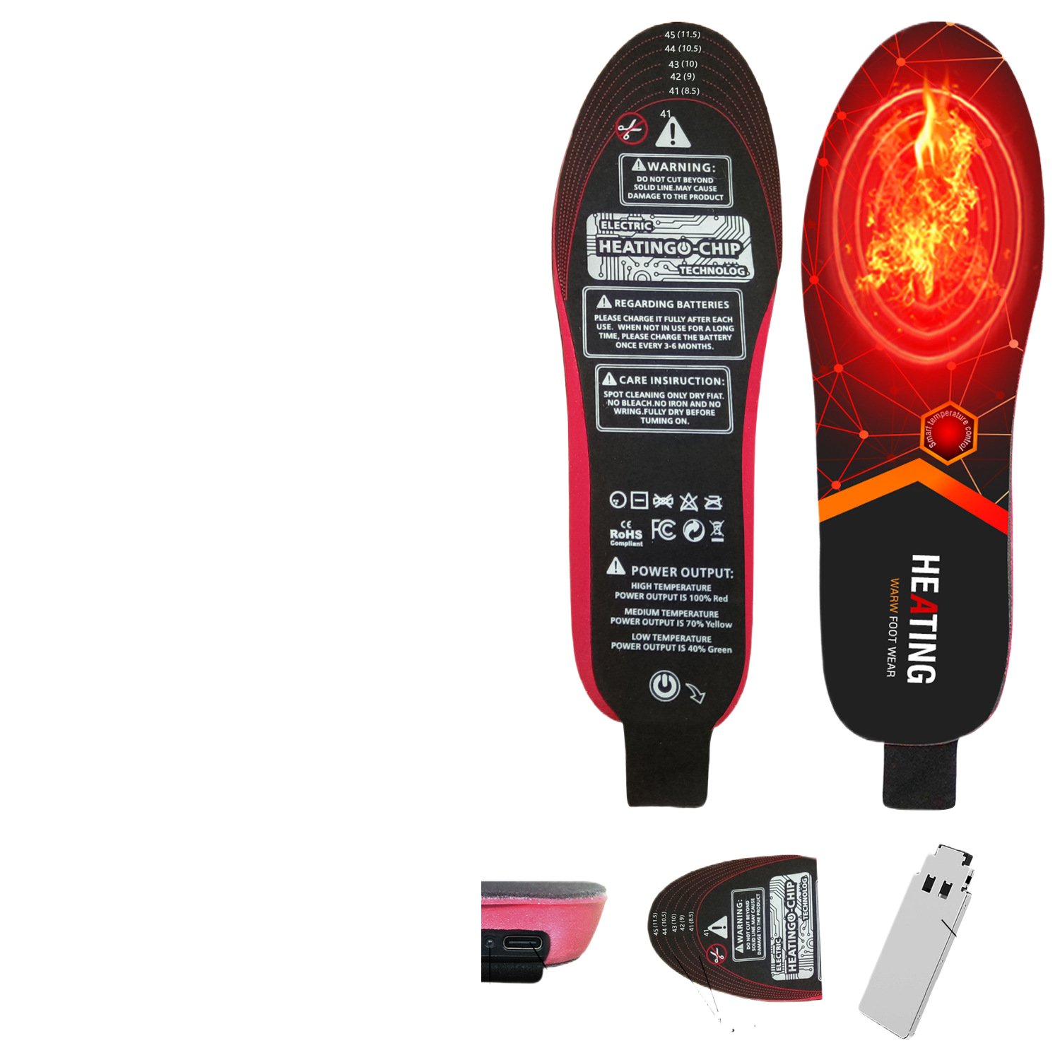 Charging heating foot pads