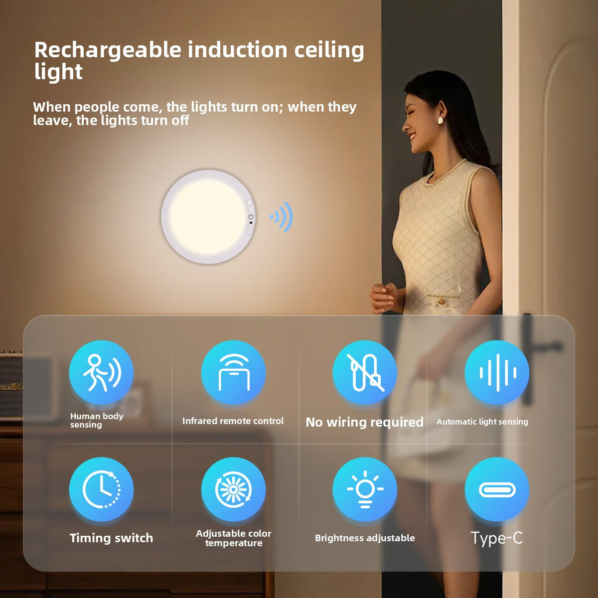 Charging induction ceiling lamp