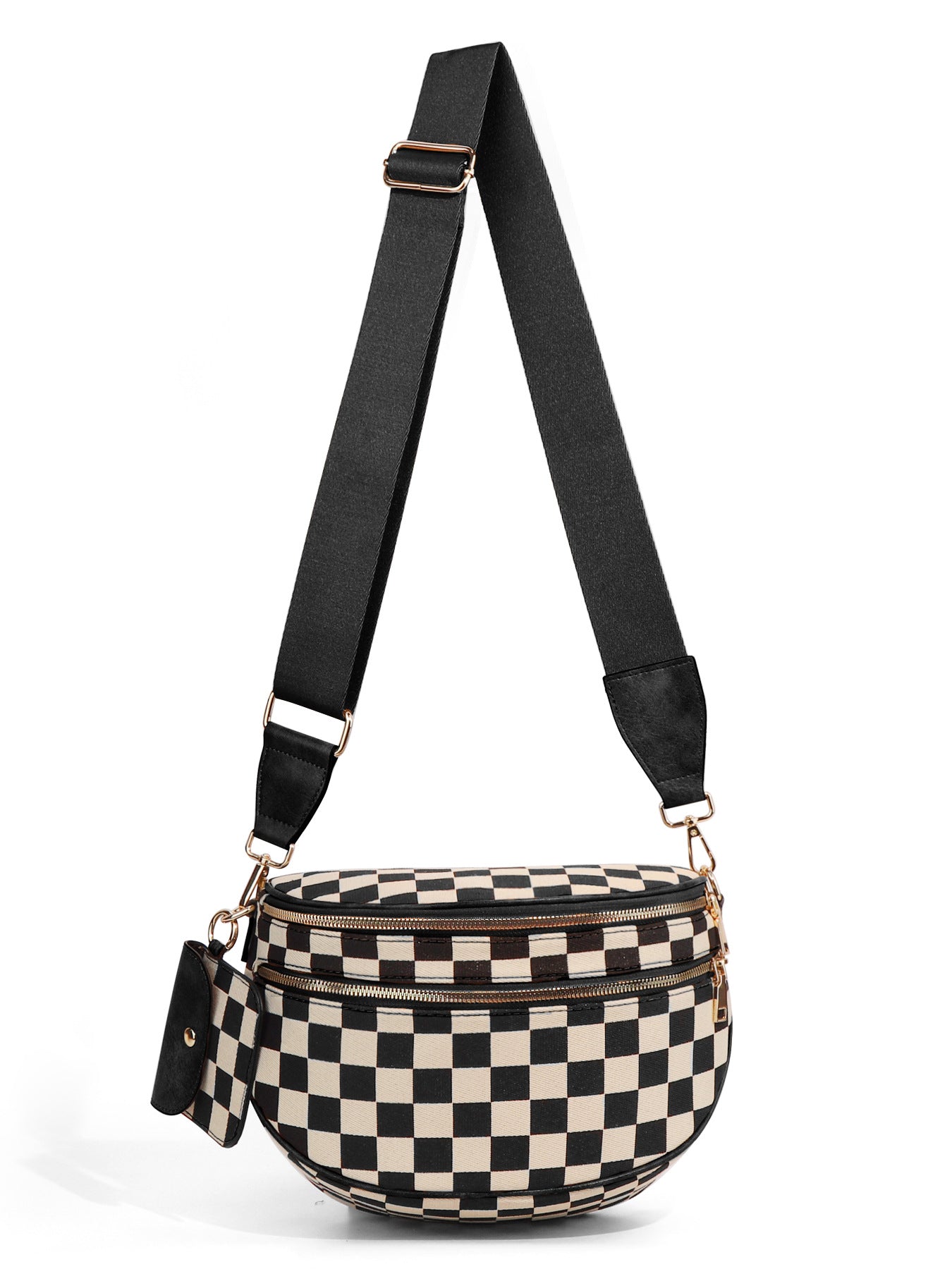 Checkerboard Pattern Crossbody Shell Bag
