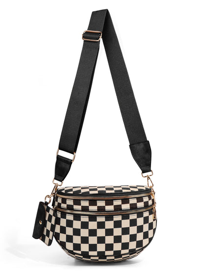 Checkerboard Pattern Crossbody Shell Bag
