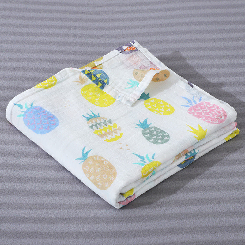 Checkered cotton gauze bath towel