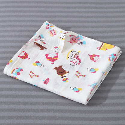 Checkered cotton gauze bath towel