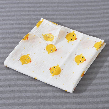 Checkered cotton gauze bath towel