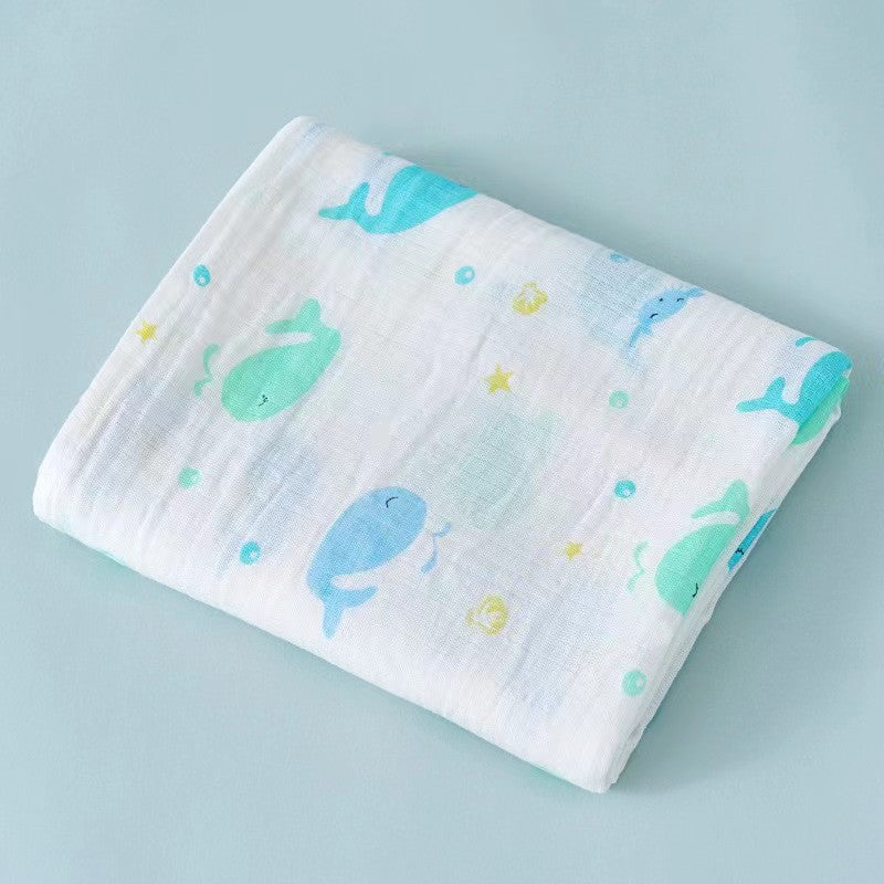 Checkered cotton gauze bath towel