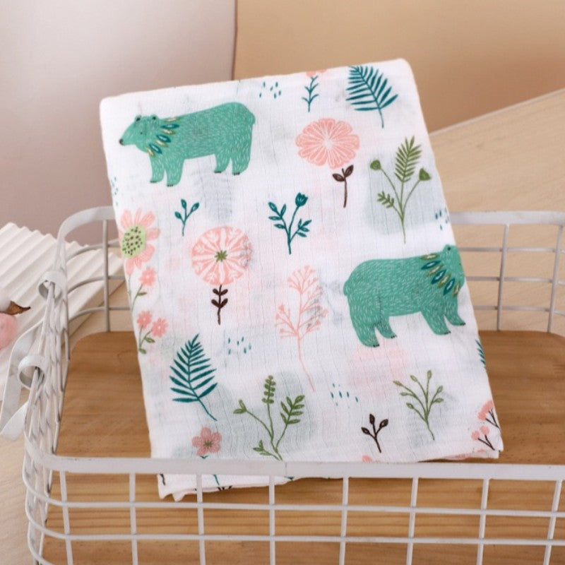 Checkered cotton gauze bath towel