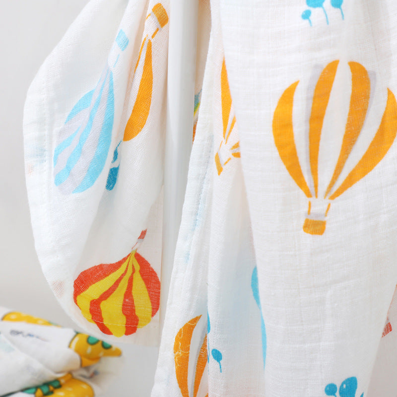Checkered cotton gauze bath towel