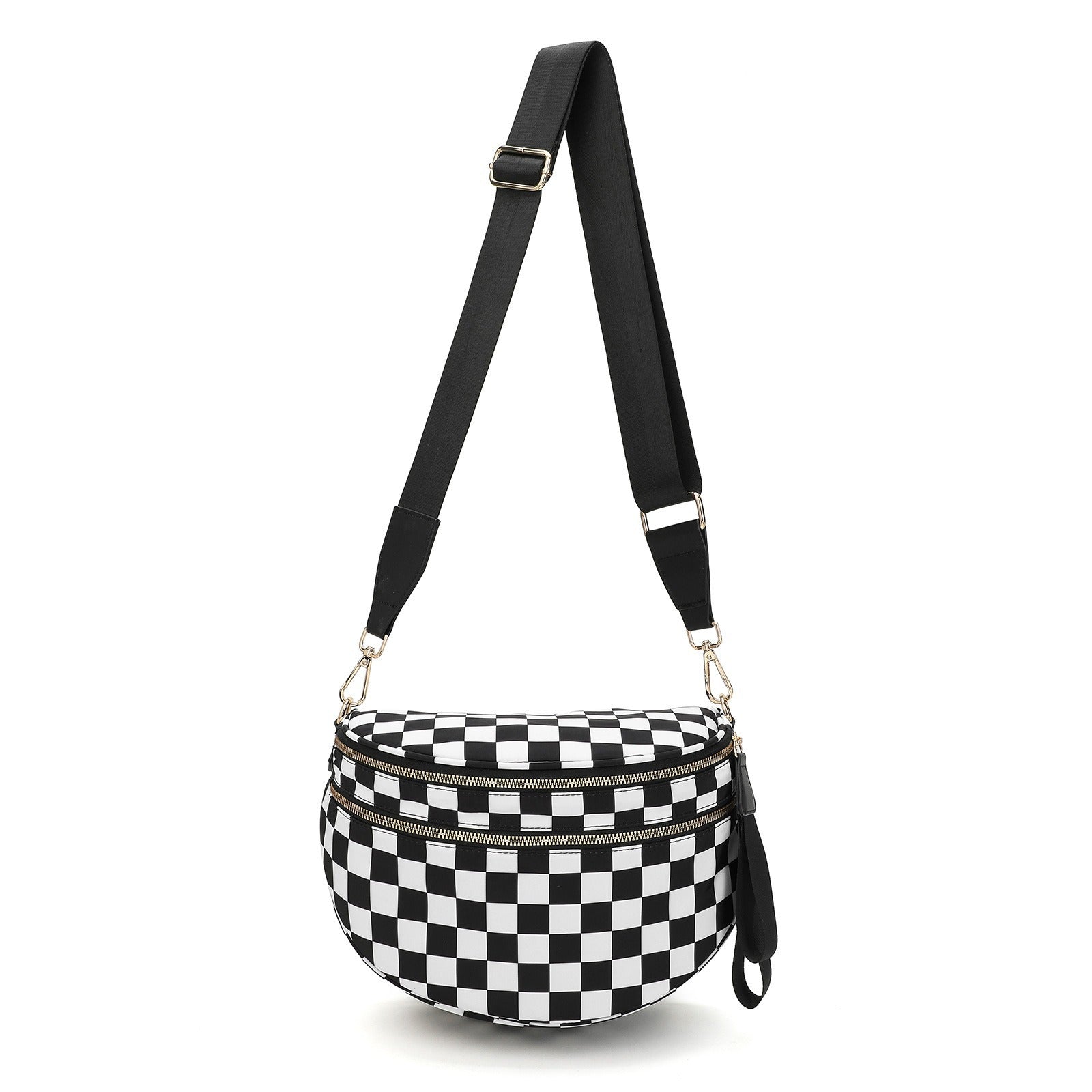 Checkered Crossbody Bag with Adjustable Strap