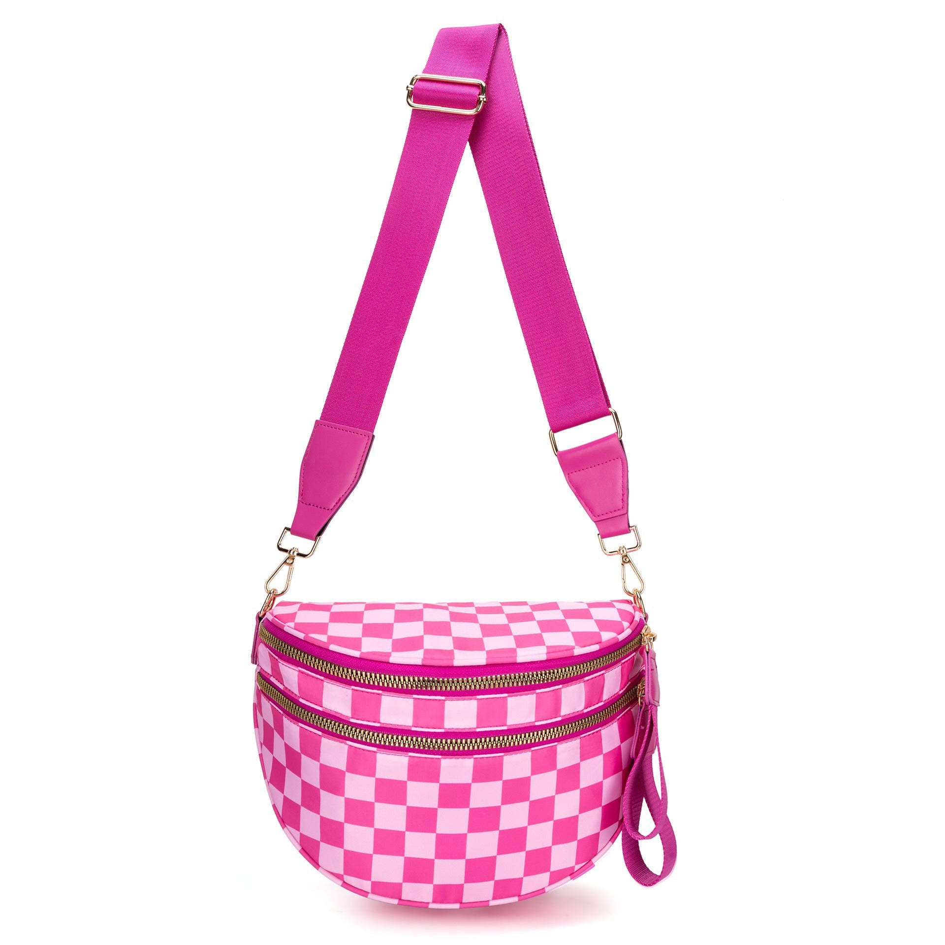 Checkered Crossbody Bag with Adjustable Strap