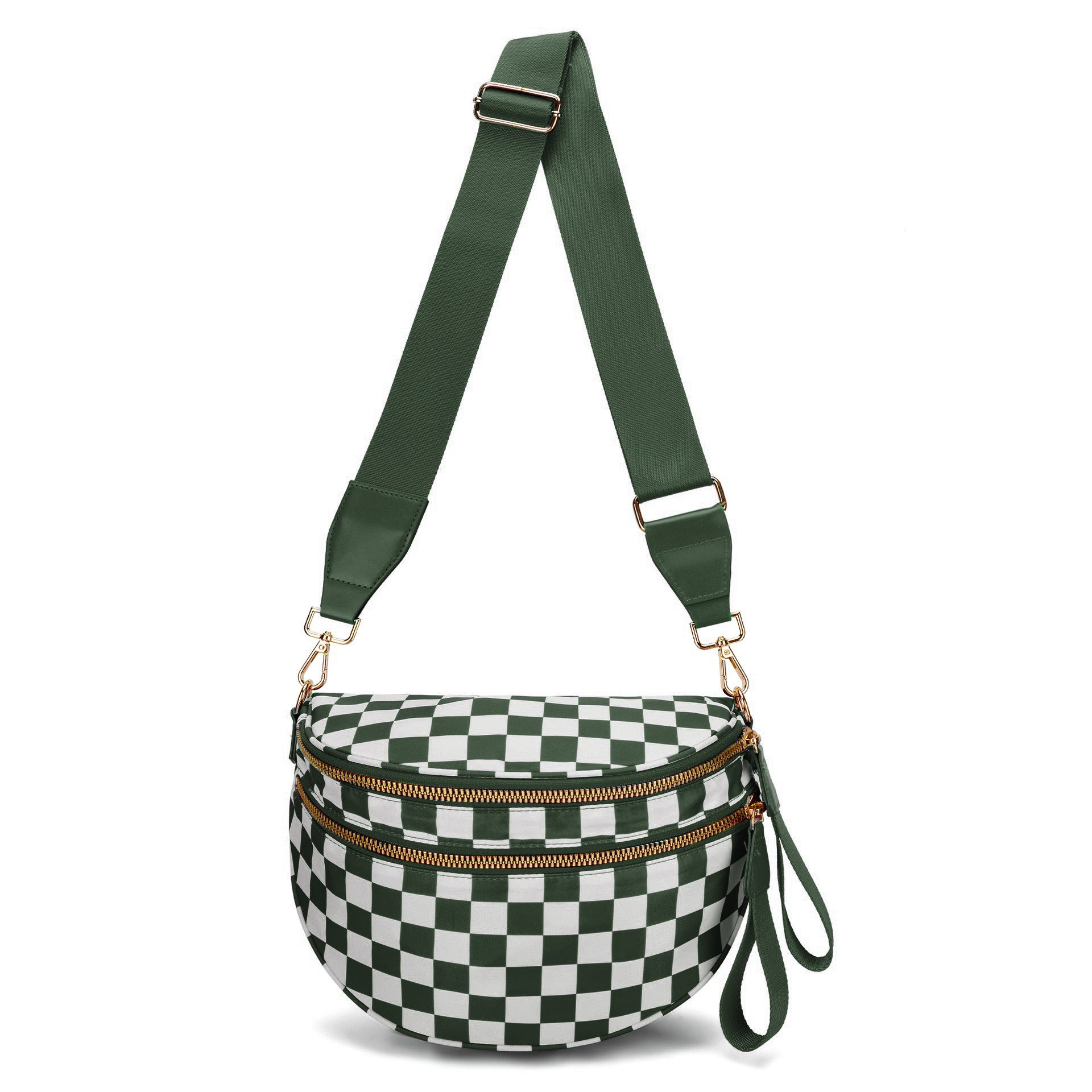 Checkered Crossbody Bag with Adjustable Strap