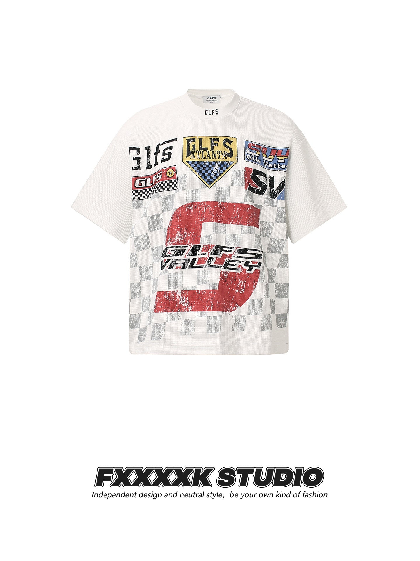 Checkered Flag Print Streetwear T-Shirt