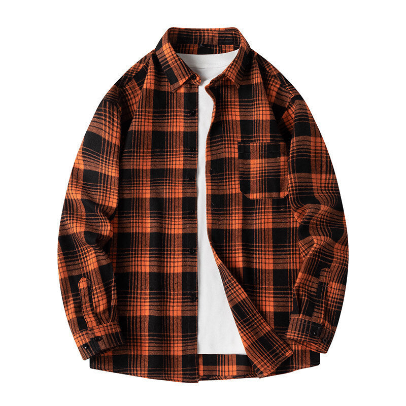 Checkered shirt with loose shoulder-length sleeves