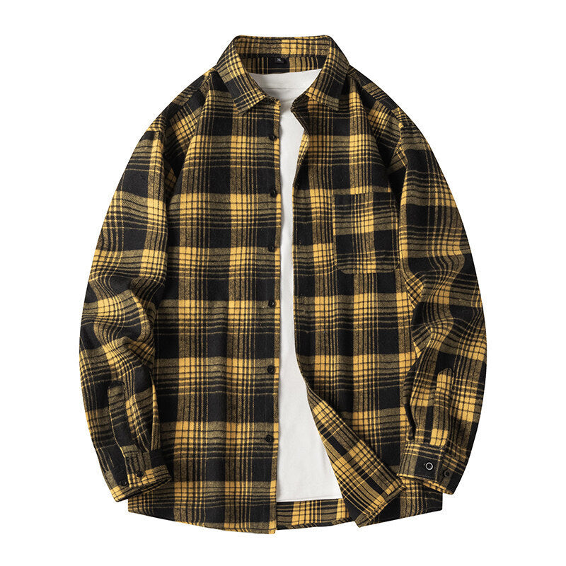 Checkered shirt with loose shoulder-length sleeves