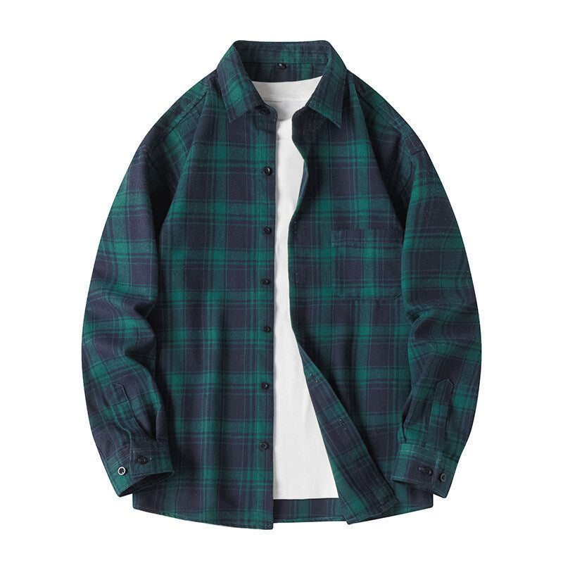 Checkered shirt with loose shoulder-length sleeves