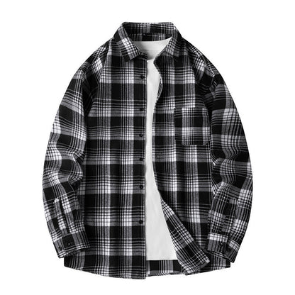 Checkered shirt with loose shoulder-length sleeves