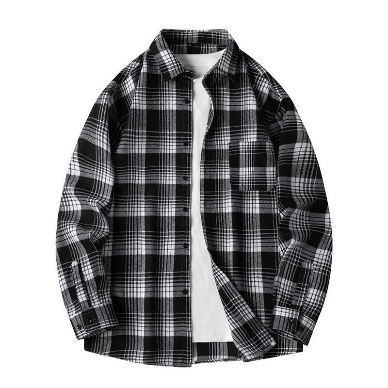 Checkered shirt with loose shoulder-length sleeves