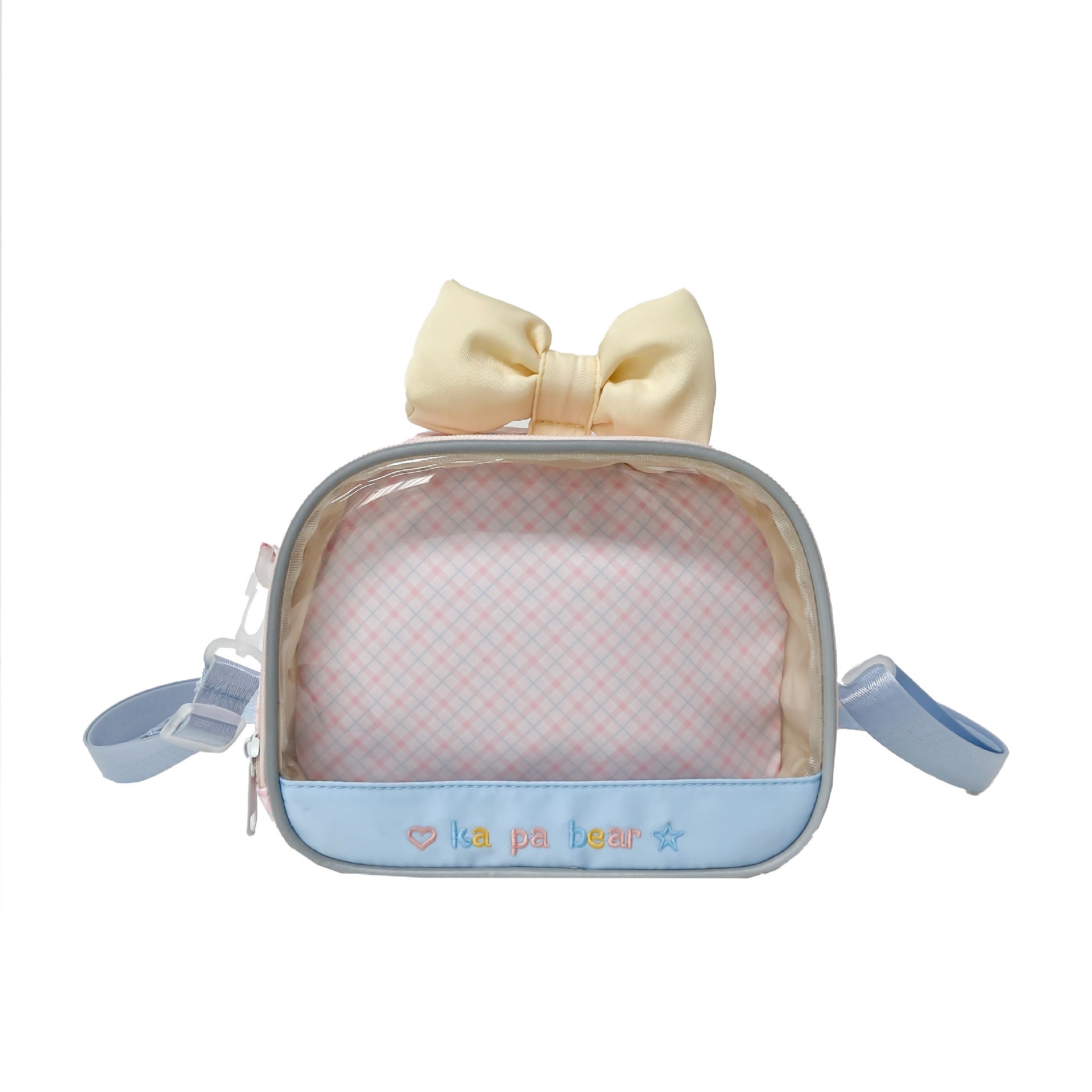 Checkered transparent layer crossbody bag