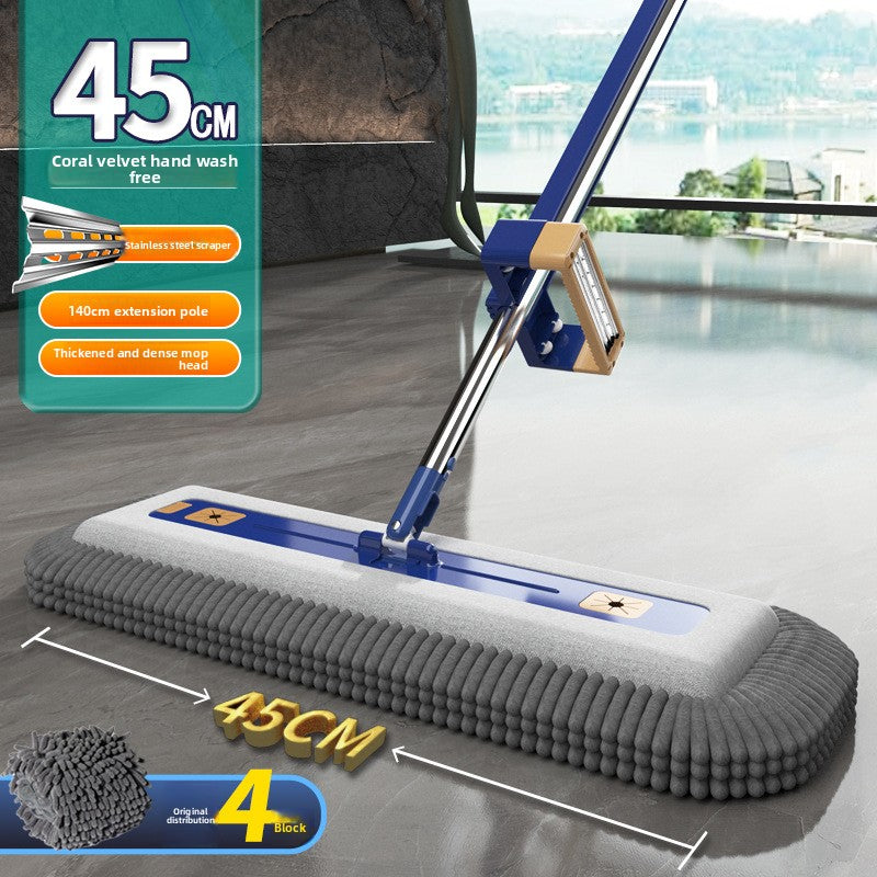 Chenille Hands-Free Flat Mop for Wood Floor Cleaning