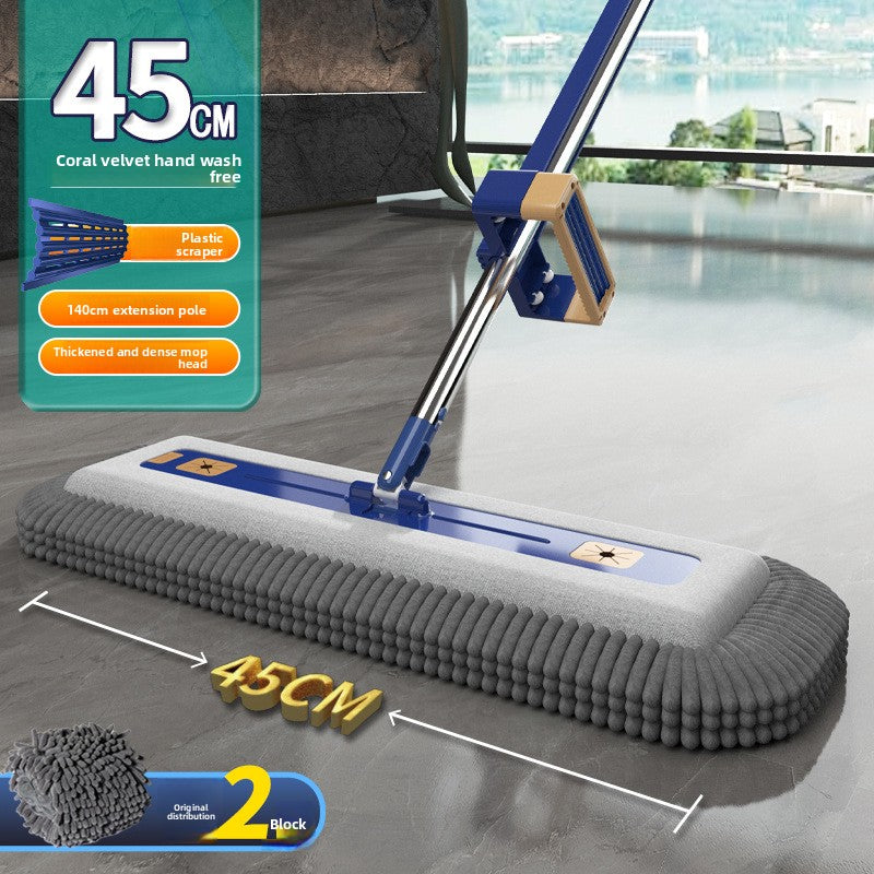 Chenille Hands-Free Flat Mop for Wood Floor Cleaning
