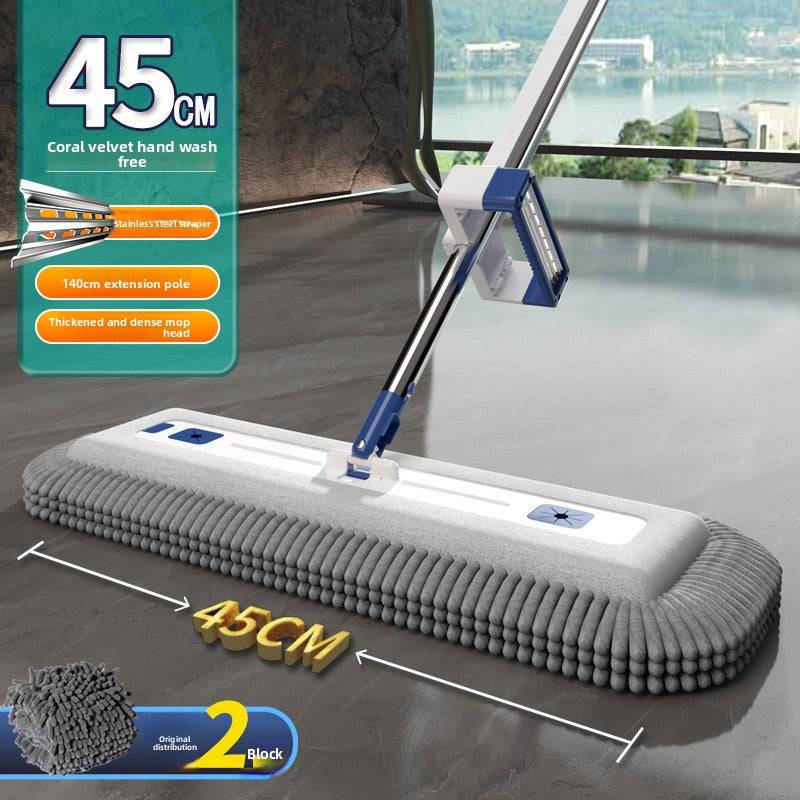Chenille Hands-Free Flat Mop for Wood Floor Cleaning