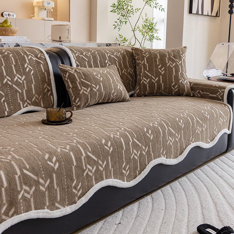 Chenille Sofa Cover Nordic Geometric Pattern