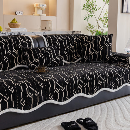 Chenille Sofa Cover Nordic Geometric Pattern