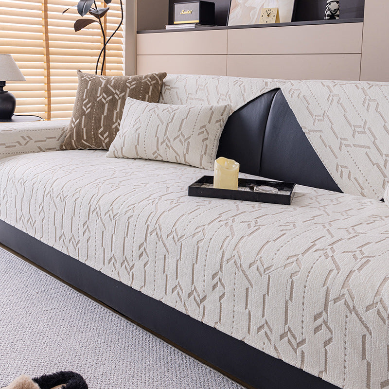 Chenille Sofa Cover Nordic Geometric Pattern