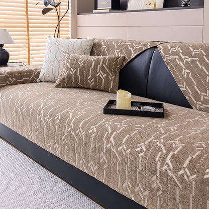 Chenille Sofa Cover Nordic Geometric Pattern