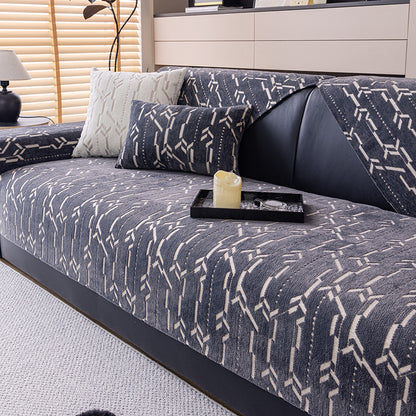 Chenille Sofa Cover Nordic Geometric Pattern
