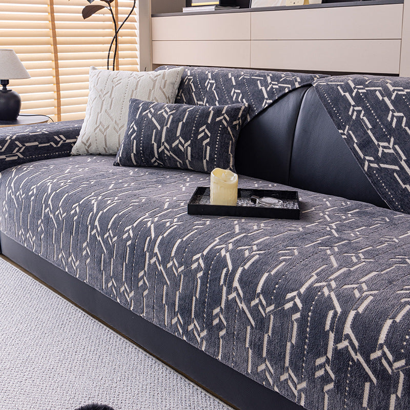 Chenille Sofa Cover Nordic Geometric Pattern