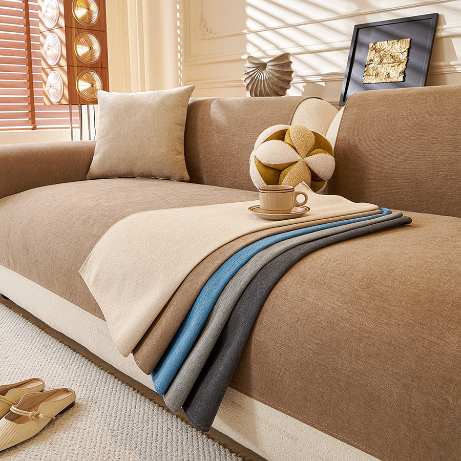 Chenille Sofa Cushion Cover Non-Slip Modern Solid Color