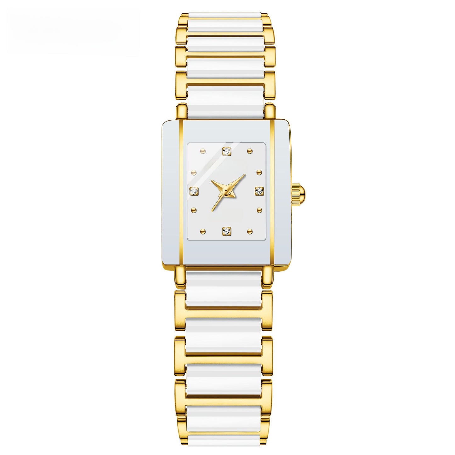 CHENXI Square Couple Watch with Ceramic Strap