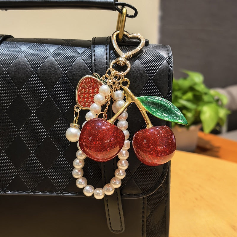 Cherry bag charm keychain