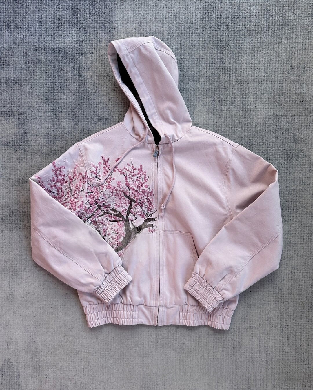 Cherry blossom embroidery workwear jacket