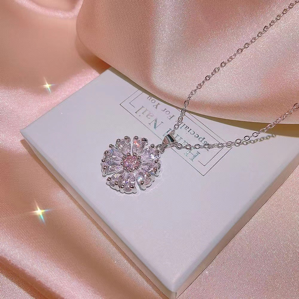 Cherry Blossom Love Zircon suit Jewelry Earrings Necklace Ring Three-piece