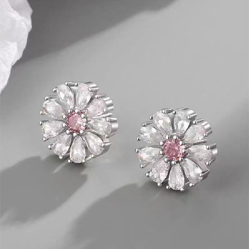 Cherry Blossom Love Zircon suit Jewelry Earrings Necklace Ring Three-piece