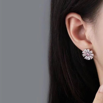 Cherry Blossom Love Zircon suit Jewelry Earrings Necklace Ring Three-piece