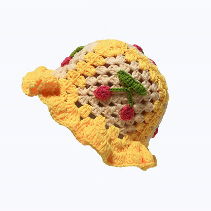 Cherry Embellished Knitted Fisherman Hat