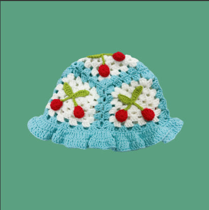 Cherry Embellished Knitted Fisherman Hat