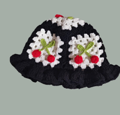 Cherry Embellished Knitted Fisherman Hat