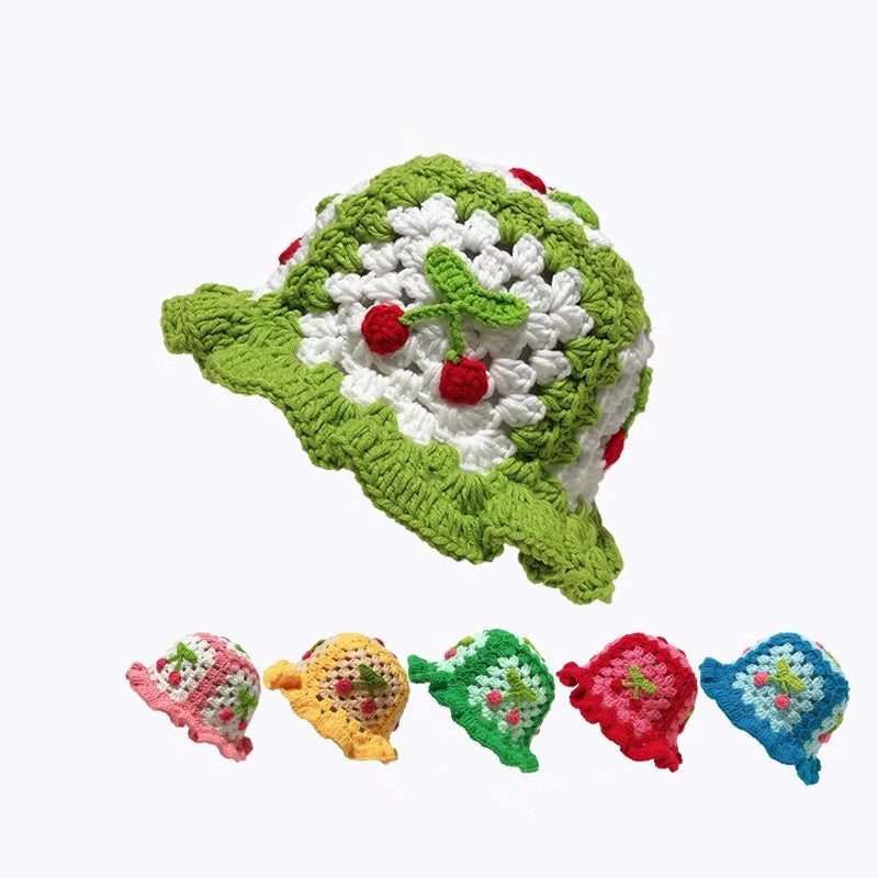 Cherry Embellished Knitted Fisherman Hat