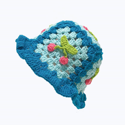 Cherry Embellished Knitted Fisherman Hat