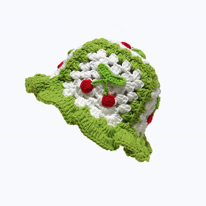 Cherry Embellished Knitted Fisherman Hat