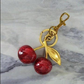 Cherry keychain/cherry bag charm