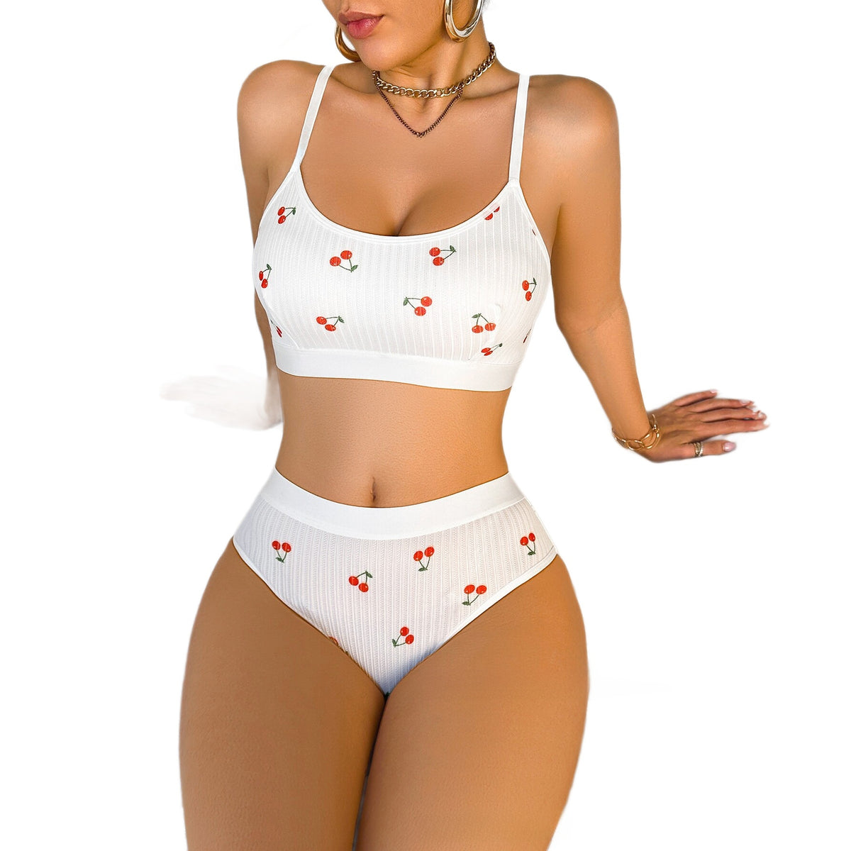 Cherry Print Backless Bra
